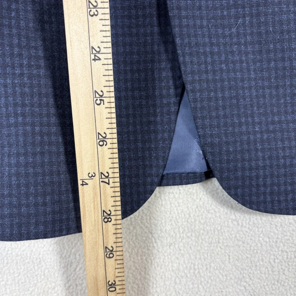 JOHN VARVATOS Blazer Blue Micro Check Plaid Sport Coat Jacket - US 38‎ S